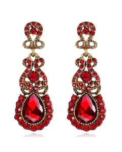 Classic pendant earrings, exaggerated alloy stud earrings, metal color: red