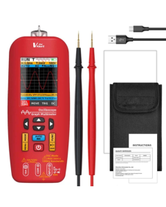 BSIDE O1 Digital Oscilloscope, Handheld Multimeter, Waveform Storage, Sampling Rate 48MSa/s 10MHz, Professional Electronic Components Tester - Red