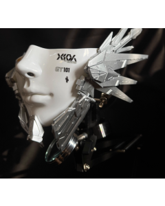 Halloween cosplay cyberpunk mechanical girl mask half face flying