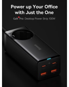 Baseus 100W GaN3 Pro Desktop Charger Power Strip Charging QC 4.0 PD USB-C