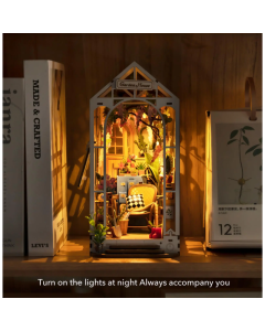 Robotime Rolife Garden House Book Nook Kit Book Shelf Insert Easy Assemble Toys Gifts for Kids Women Girls Home Decoration TGB06