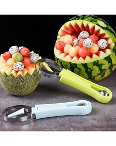 4-In-1 Fruit Carving Set: Stainless Steel Melon Scoop