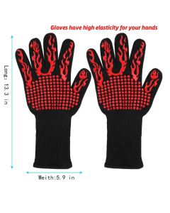 Heat Resistant Barbecue Gloves,1472 ℉ (800 ℃) Oven Gloves Resistant to Extremely High Temperatures, 1 Pair of Non-slip Silicone Gloves for Grilling, Cooking, Cutting and Frying【VAT FREE】