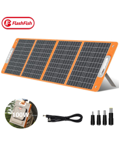 Flashfish 18V 100W Foldable Solar Panel Portable Solar Charger DC Output PD Type-c QC3.0 for Phones Tablets Camping Van RV Trip-TSP-18V-100W-RED