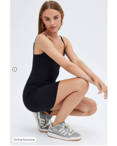 Black Mini Dress Bodycon Square Neck