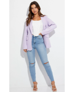 Purple Blazer Single Button Tailored