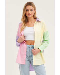 Multi Long Sleeve Collared Button Up Shirt