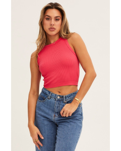 Top-selling Seamless Red Crew Neck Tank Top