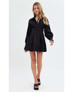 Black Shirts Dress Long Sleeve Poplin