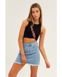 Best Seller Online Exclusive Blue High Rise Denim Mini Skirt