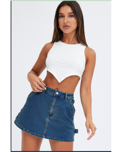 Denim Mirco Mini Skirt Mid-Rise A-Line Cargo