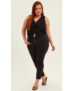 Black Sleeveless Button Fitted Waistcoat