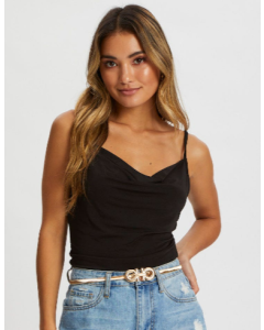 Stretchable Belt with Textured Metallic Buckle