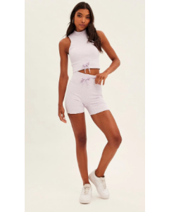 Seamless Purple Activewear Set with Top and Bike Shorts