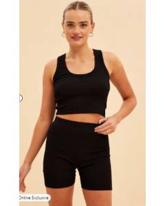 Bike Shorts in Black Prea Rib Design