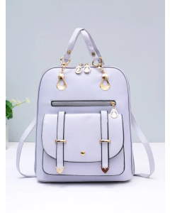 Zipper Around Backpack, Fashion Pu Daypack, Women's Convertible Shoulder Bag