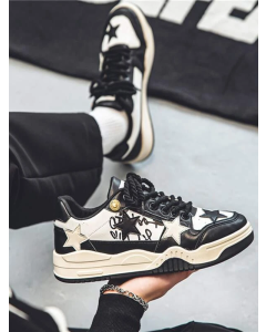 Men's Lace Up Sneakers with Sporty Skate Shoe Style