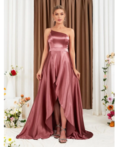 Tulip Hem Bridesmaid Dress with One-Shoulder Design