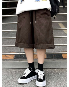 Wide Leg Shorts with Men's Drawstring Waist