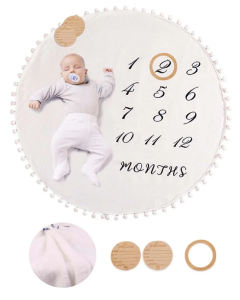Newborn Photography Number And Letter Graphic Blanket With 2pcs Accessory