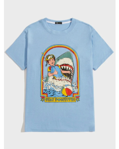 Stevenrhodes Graphic Letter Print Tee for Men - ROMWE