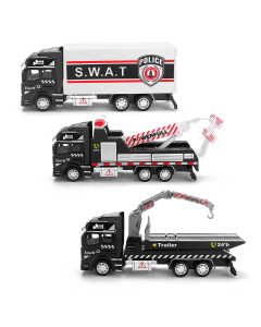 Mini Rescue Police Tow Truck: Alloy Car Model Toy