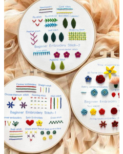 Beginner's Embroidery Kit with 3 Sets and 25 Techniques