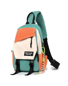 Mini Men Color Block Sling Bag With Bag Charm