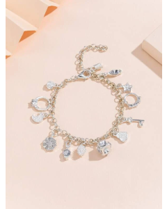 Sparkling Charm Bracelet with Moon and Star Rhinestones