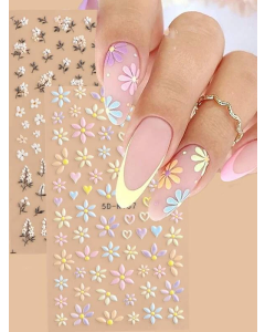 Floral Pattern Nail Art Sticker - 2 sheets