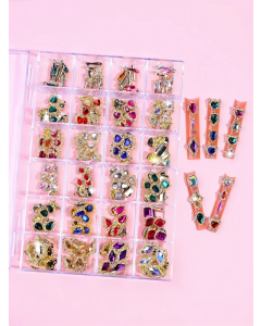 Geometric Rhinestone Nail Art Decor: Sparkling Box of Beauty