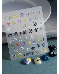 Face Pattern Nail Art Sticker in Cute Cartoon Design