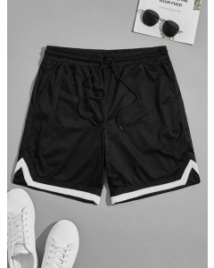 Contrast Tape Mesh Shorts for Men