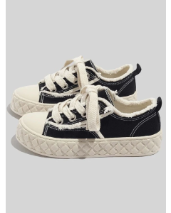 Stylish Lace-up Outdoor Canvas Shoes for Women's Casual Wear