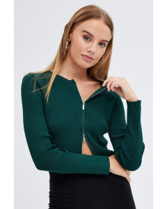 Zip up Green Knit Cardigan: The Perfect Layering Essential