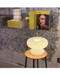 Danish Milk White Mushroom 1-Light Table Lamp