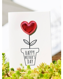 1pc Mother's Day Heart Design Greeting Card, White Paper Thank You Card For Mother's Day