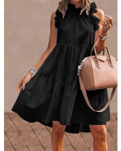 Sleeveless Midi Dresses - Simplicity with Ruffles for Women