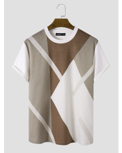 Colorful Striped Crew Neck T-Shirts for Men