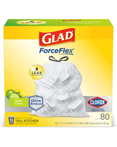 Glad Trash Bags,13 Gal, Original, 80 Ct
