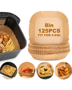 Air Fryer Paper Liners,125Pcs Parchment Paper, Air Fryer Disposable Paper Liner for Microwave, Air Fryer Basket Liners Square Free of Bleach