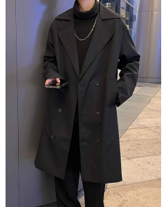 Double-Breasted Lapel Collar Trench Coat for Men