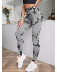 Stretchy Tummy Control Tie Dye Yoga Leggings for Training