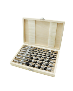 8Pcs 230mm Hexagonal Carbon Steel Auger Bit Set Wooden Case Machined Woodworking Turret Drill Punching Door Lock Reaming Drill Kit