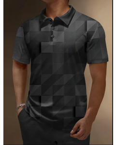 Men's Vintage Print Casual POLO Shirt