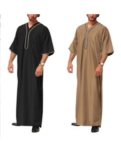 2023 new Muslim Middle East Arabia Dubai Malaysia men's loose robe button-down shirt men
