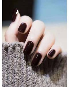 Upgrade Your Look with Gloss False Nail Fake Nail, Medium Glossy Grape Purple Solid Acrylic Full Cover Simple Press On Nail Kit