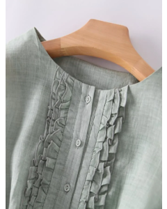 Cotton linen ruffle dress