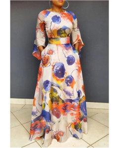 Casual Elegant Print Patchwork O Neck A Line Dresses
