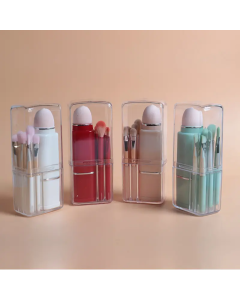 Powder Foundation Eyeshadow Blush Brush Mini Cute Makeup Brushes Set Travel Size Portable 8 in 1 Synthetic Hair Makeup Beauty